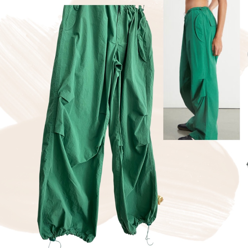 LA Hearts Green Parachute pants w toggle elastic waist & hem. Size Medium